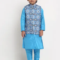 Benstoke Boys Blue Printed Kurta with Churidar-picture-50