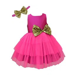 A T U N Fuchsia Net Dress-picture-18