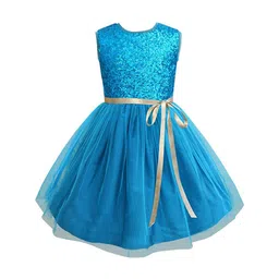 A T U N Turquoise Blue Embellished Net Dress-picture-42
