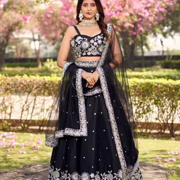 flaher Embroidered Thread Work Ready to Wear Lehenga & Blouse With Dupatta-picture-31