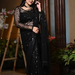 Mitera Sequinned Embellished Net Saree image 1