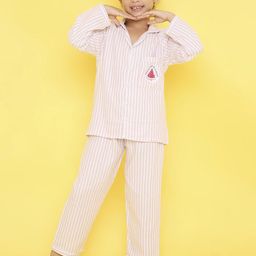 Knitting Doodles Unisex Kids Striped Night suit-image-5