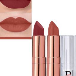 PERPAA Set Of 2 Antique Velvet Matte Lipstick With Jojoba Oil - Nude 62 & Maroon 96-21