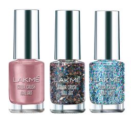 Lakme Set Of 3 Color Crush Nail Art Polish 6ml Each - T2 + Original Nude M3 + G12-28