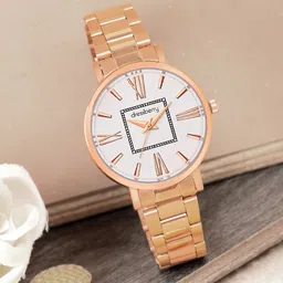DressBerry Women Rose Gold Toned Bracelet Style Straps Analogue Watch HOBDB-234-RG-image-75