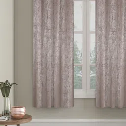 SOKNACK Brown Self Design Black Out Window Curtain-17
