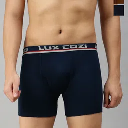 Lux Cozi Men Solid 3Pcs Assorted Pure Cotton Trunks COZI_BIGSHOT_LONGS_PLAIN_AST2_3PC-2