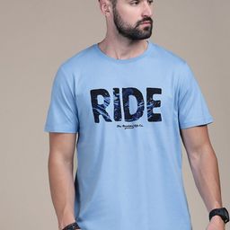 The Roadster Lifestyle Co. Blue Typography Printed Cotton Round Neck Tshirts-image-91