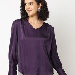 NOT SO PINK V-Neck Long Cuffed Sleeves Regular Top-image-30