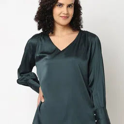 NOT SO PINK V Neck Long Cuffed Sleeves Regular Top-image-73