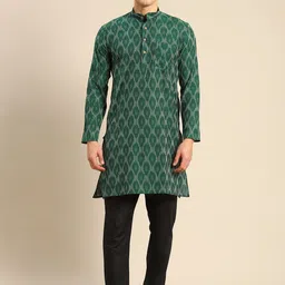 RAJUBHAI HARGOVINDAS Men Green Handloom Kurta-picture-17