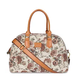 THE CLOWNFISH Floral Printed Tapestry & Faux Leather Duffel Bag-41