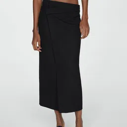MANGO Wrap Style Smart Casual Straight Skirt-image-12