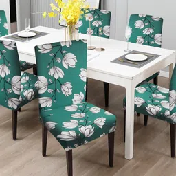 Dakshya Industries Blue & White 6 Pieces Printed Chair Covers-image-17
