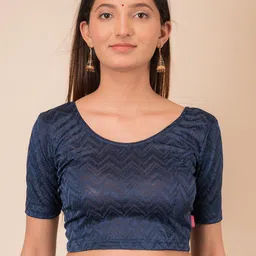 Bindigasm's Advi Zig Zag Woven Design Jacquard Stretchable Saree Blouse-picture-51