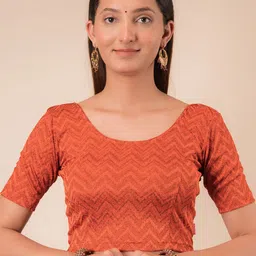 Bindigasm's Advi Zig Zag Woven Design Jacquard Stretchable Saree Blouse-image-98