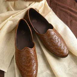House of Pataudi Men Textured Lightweight Mojaris-picture-10