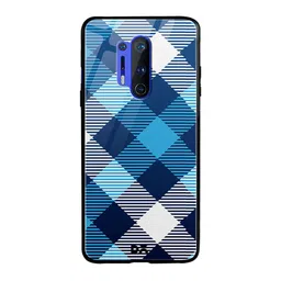 DailyObjects Navy Blue & White Medium Static Nightfall Checks OnePlus 8 Pro Glass Mobile Case-13