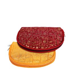 Kuber Industries 2-Pcs Red & Yellow Woven-Designed Jewellery Organisers-23