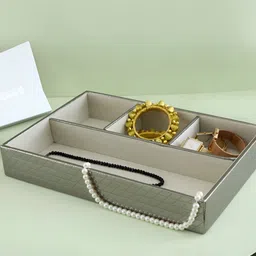 THE HOME CO. Silver Toned & White Textured Jewellery Organiser-image-68