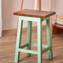 Chumbak Teal-Green & Brown Square Ottoman-17