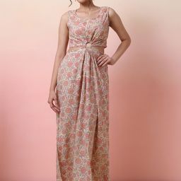 Sangria Floral Printed Cotton Maxi Dress-image-80