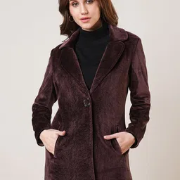 Globus Women Notched LapelFaux Fur 2 Pockets Tailored Fit Winter Wear Overcoat-image-94
