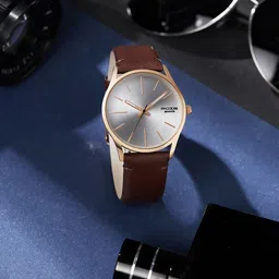Sonata Poze Men Textured Dial & Leather Straps Analogue Watch SP70013WL01W-32