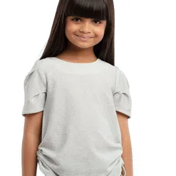UNDER FOURTEEN ONLY Girl Grey Solid Short Sleeve Top-picture-24