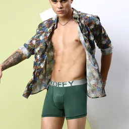 KOFFY Men Mid Rise Front Open 4 Way Stretch Cotton Lycra Long Trunks-10