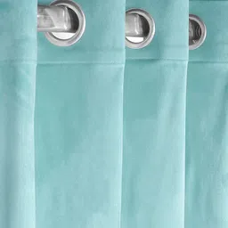 Saral Home Blue Solid Velvet Long Door Curtain-38