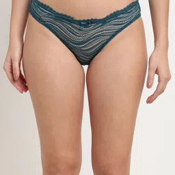 MAKCLAN Women Green Self-Design Bikini Briefs-image-85