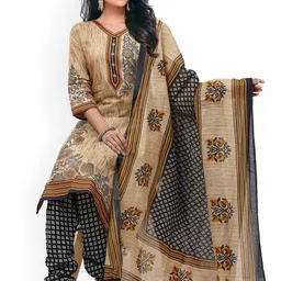 MIRAAN Floral Printed Regular Pure Cotton Kurta with Trousers & Dupatta-54