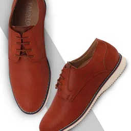 FAUSTO Men Tan Textured PU Derbys-image-91