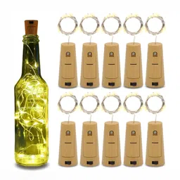 SPARK WORLD 10-Pcs Yellow Rice Shaped Cork Fairy String Lights-11