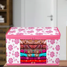 Kuber Industries Pink 12 Pieces Printed Saree Organisers-31