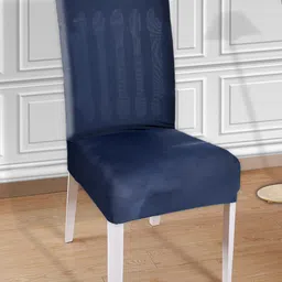 Kuber Industries Set of 2 Navy Blue Solid Chair Cover-3
