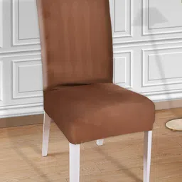 Kuber Industries Set Of 2 Brown Solid Printed Elastic Stretchable Chair Cover-42