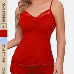 FIMS Pack Of 2 Shoulder Strap Lace Up Detail Baby Doll-image-6
