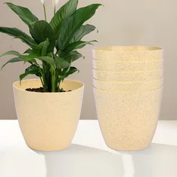 Kuber Industries Beige 6 Pieces Textured Planters-1