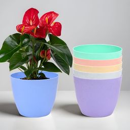 Kuber Industries Purple & Green 6 Pieces Marble Finish Planters-26