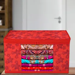 Kuber Industries Red Set of 6 Printed Saree Organisers-51