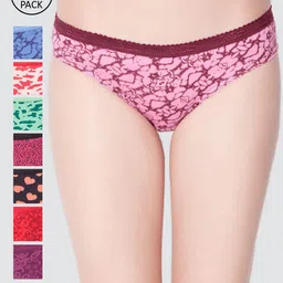 Dollar Missy Pack of 8 Combed Cotton Deep Printed Outer Elasticated Bikini Hipster Briefs-image-32