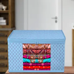 Kuber Industries Blue 9 Pieces Printed Saree Organisers-13