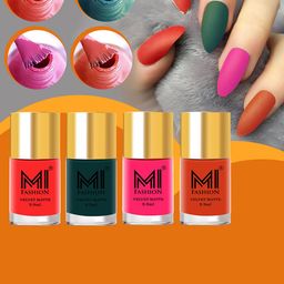 MI FASHION Set of 4 Velvet Matte Long Lasting Nail Polish - 9.9 ml Each-image-111