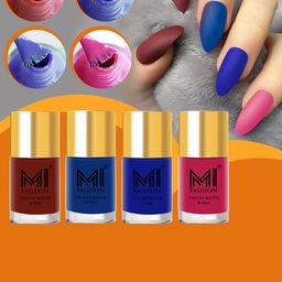MI FASHION Set of 4 Velvet Matte Long Lasting Vegan Nail Polish - 9.9 ml each-image-68