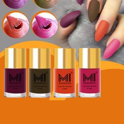 MI FASHION Set Of 4 Velvet Matte Nail Polish - 9.9 ml Each-12