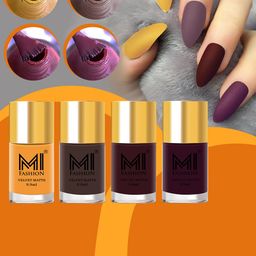 MI FASHION Set of 4 Velvet Matte Long Lasting Vegan Nail Polish - 9.9 ml each-image-63