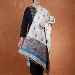 Exotic India Ethnic Motifs Printed Khadi Silk Dupatta-picture-19