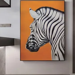THE HANDMADE FLAIR Orange & White Zebra Printed Framed Wall Art-image-65